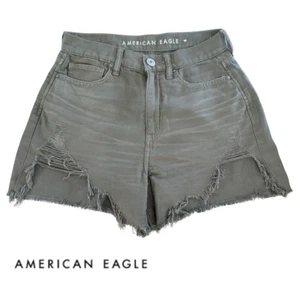 American Eagle höchste Leibhöhe Mom Shorts Gr. 4 olivgrün Used-Look - Bild 1 von 8
