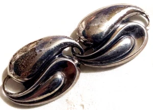 Brooch Paisley Swirl Leaf Shaped VTG Sterling Silver .925 Art Nouveau Jewelart - Picture 1 of 5