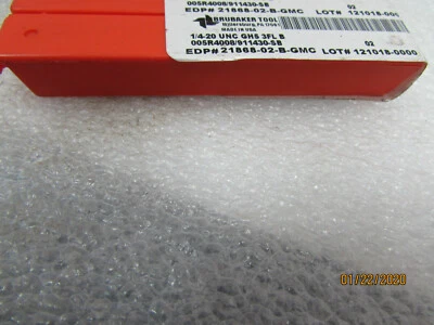 Brubaker Tool 1/4-20 UNC GH5 3FL STFL B Tap 21868-02-B HSS 115435 (st1227) - Image 1 of 3