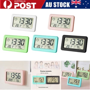 Mini Digital Thermometer Hygrometer Alarm Clock LCD Bedside Wall/Desk Clock Home - Picture 1 of 17