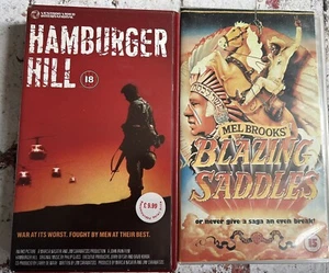 Hamburger Hill & Blazing Saddles Vestron Warner VHS Video Cassette Tapes - Picture 1 of 6