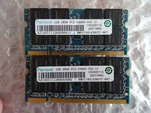 2x1 GB RAMAXEL RMN1740LA38D7F-667 NOTEBOOK SODIMM DDR2 PC5300(667) - Bild 1 von 1