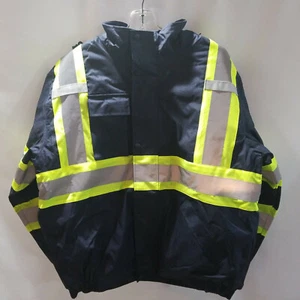 Hi-Vis Reflective Bomber Jacket Insulated Safety Road Work Fleece liner - Picture 1 of 22
