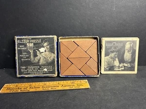 Antique 1900s - 10s The Elzzup Puzzle Wooden Complete w Directions Booklet + Box - Picture 1 of 14