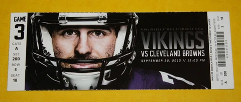 Minnesota Vikings Ticket Stub | September 22 2013 | Josh Gordan Jordan Cameron Cover