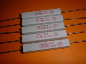 5x 6,8 Ohm / 7 Watt Wirewound-Power-Widerstand 210-8 - Picture 1 of 2