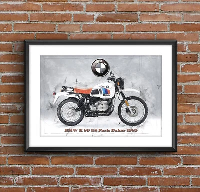 BMW R80GS París Dakar (1985), póster de boceto artístico [sin marco] Foto 1 de 4