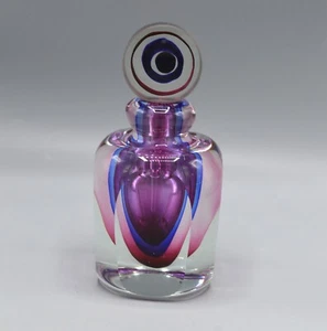Exquisite Fifth Ave Crystal Blue Purple Sommerso Glass Perfume Bottle w/Stopper - Picture 1 of 6