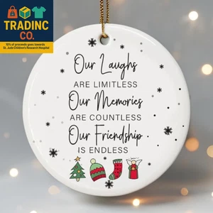 Freund Weihnachtsschmuck Keramik - doppelseitiger Beste Freundin Ornament für Frauen, - Bild 1 von 9