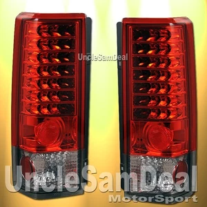 FOR 85-05 CHEVY ASTRO GMC SAFARI VAN CLEAR RED LED TAIL LIGHTS PAIR DIRECT FIT - Picture 1 of 2
