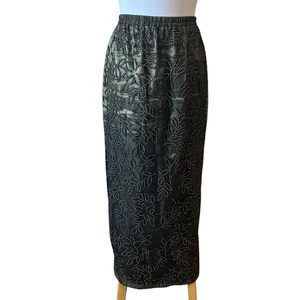 Vintage Whimsigoth Fishnet Satin Velvet Floral Glitter Design Maxi Skirt sz 18W - Picture 1 of 7