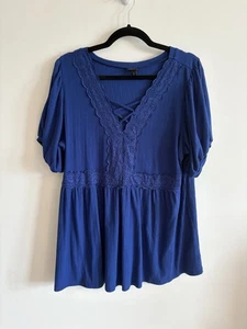 Babydoll con orlo in pizzo blu torrido anche in vita impero taglia 2 2X - Foto 1 di 3