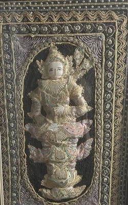 Antique From India /Hand Made Embroidered and Framed Picture 23”x 34”Beautiful - Image 1 of 4