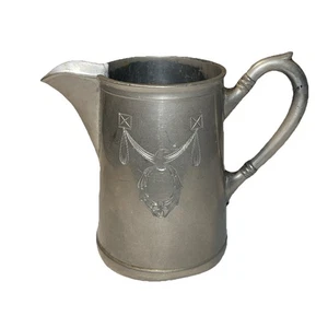 Antique Pewter Creamer, EDUARD HUECK #155 c. 19th Century Drape&Wreath Design - Picture 1 of 8