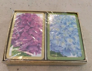 Caspari Playing Cards Hydrangea Garden By Karen Kluglein Flowers VTG Double Deck - Picture 1 of 5