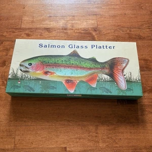 Salmon Serving Platter Hand Cut Fish Wall Hanging Glass  Cracker Barrel 20” New - Picture 1 of 5