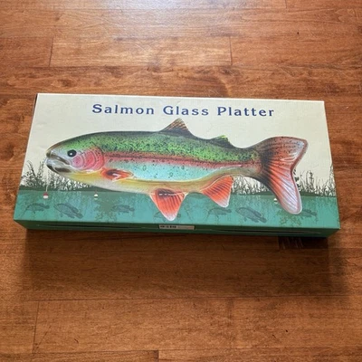 Salmon Serving Platter Hand Cut Fish Wall Hanging Glass  Cracker Barrel 20” New - Image 1 of 4