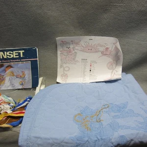 Sunset Little Sailor Quilt Cross Stitch Kit Blue Blanket Open Started - Picture 1 of 11