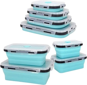 4 Pack Collapsible Food Storage Containers with Lids – Stacking Silicone Food... - Picture 1 of 8