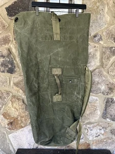 Vintage US Military Army Duck Canvas Duffle Duffel Bag Distressed Patina w Name - Picture 1 of 17