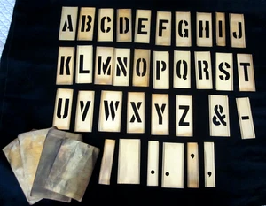 Vtg. Brass 4" Stencils Complete Alphabet Punctuation Letters are 2" Extra Brass - Picture 1 of 6