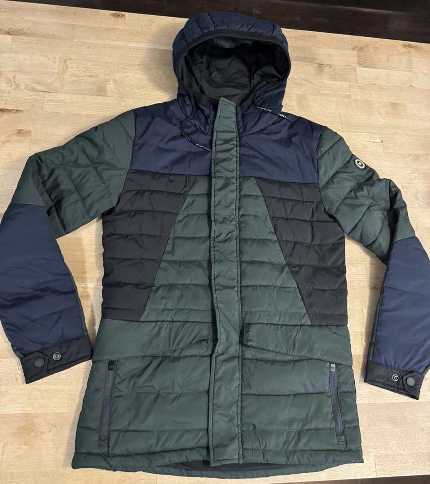 Мужская куртка-пуховик Scotch & Soda 4810 с капюшоном маленькая черная зеленая синяя цветной блок - Изображение 1 из 4