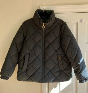 Woman Barbour Reversible Hudswell Quilt Jacket Blue Size 14 / 16 L XL Read Des - Picture 1 of 23