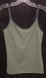 LL Bean Medium Damen-Tanktop grün marineblau gestreift Baumwolle Elasthan  - Bild 1 von 3