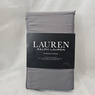 Fundas de almohada Lauren Ralph Lauren Dunham satén 2 KING gris carbón NUEVO PRECIO DE VENTA SUGERIDO POR EL FABRICANTE $50 Foto 1 de 4