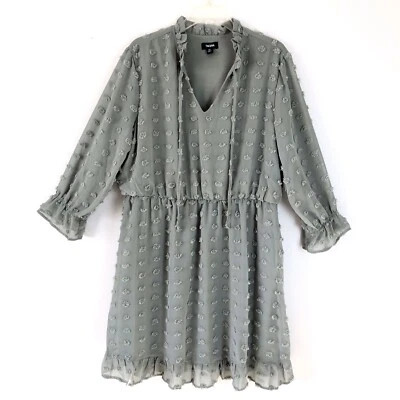 Tacera платье размер XL зеленый Swiss Dot длинные рукава галстук шеи с подкладкой новый с Ярлыками - Изображение 1 из 4