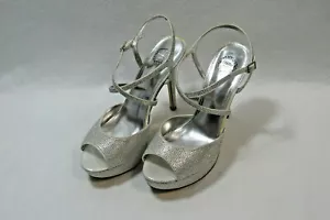 I. Miller Stiletto Heels Silver Sandals Shoes Size 10 Women's - Picture 1 of 11