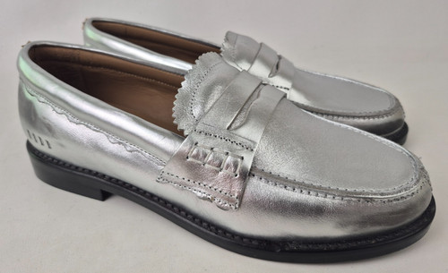 GOLDEN GOOSE Mocassini donna Gol Goose in pelle Jerry argento metallizzato taglia 38