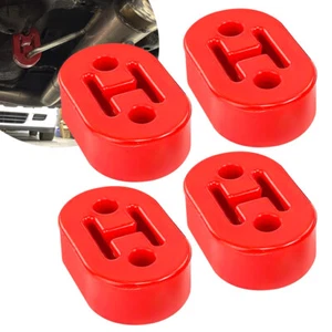 4PCS Poly Polyurethane Exhaust Hanger Mounts 2 Hole Muffler Rubber Universal Red - Picture 1 of 12