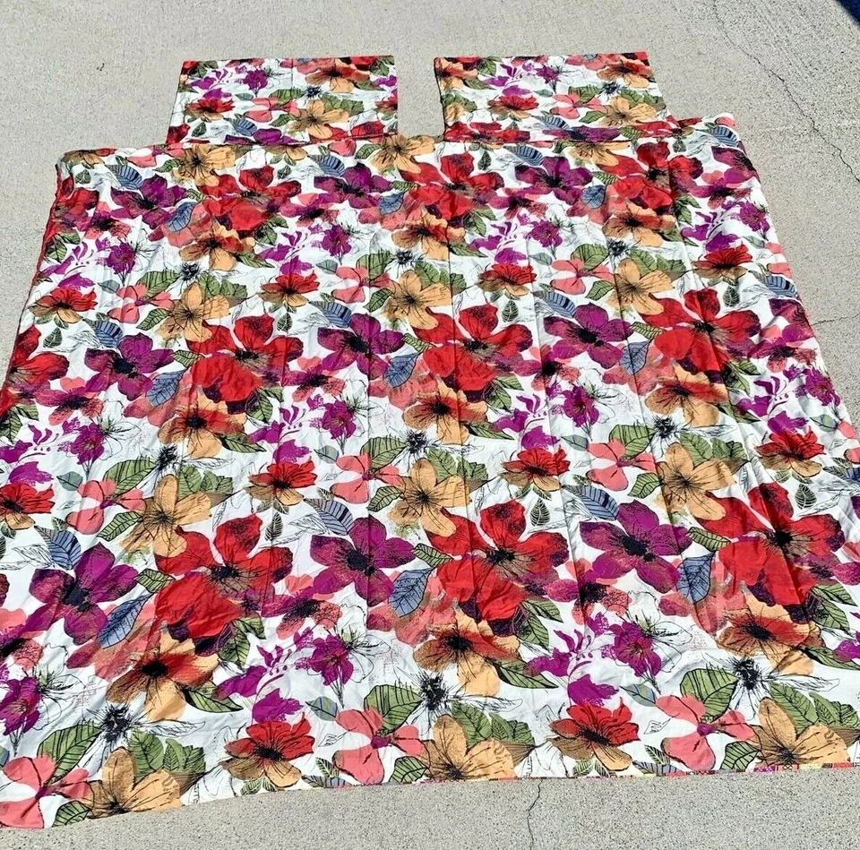 JUEGO DE FUNDAS EDREDÓN FLORES COLIBRÍ HIBISCO ROSA HAWAIANO❤️sj17j Foto 1 de 4