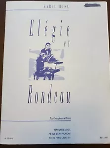 Elegie et Rondeau by Karel Husa for Alto Saxophone and Piano - Sheet Music - Picture 1 of 2