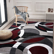 Rugshop Contemporary Modern Circles Abstract Area Rug 5'3" X 7'3" Red