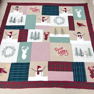 Christmas Heritage Schneemann Baumwollstoff Patchwork Quilt Top/Topper 86x86" - Bild 1 von 4