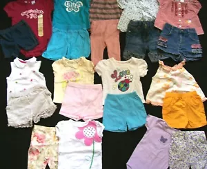 GIRL 12 M: HUGE 22-GARMENT Name Brand SHORTS; SHIRTS; TOPS; CAPRIS LOT: + DENIM - Picture 1 of 5