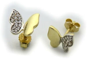 Ohrringe Schmetterling echt Gold 333 Gelbgold Zirkonia Flügel Stecker 8 karat    - Picture 1 of 4
