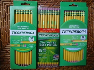 3 paquetes surtidos Ticonderoga #2 lápices afilados HB The Worlds Best Pencil 60ct - Imagen 1 de 8