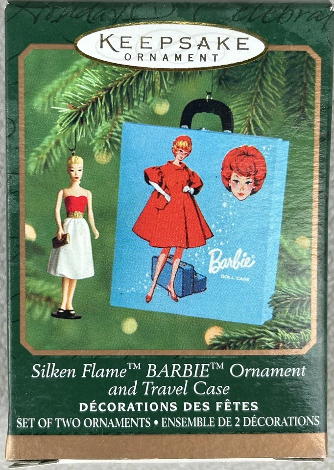 Hallmark 2000 Recuerdo Miniatura Adorno Llama Seda Barbie y Estuche de Viaje Nuevo Foto 1 de 2