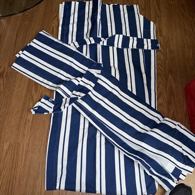 Пара занавесок из хлопка/полиэстра классические традиции синяя/белая полоса 84 дюйма - Изображение 1 из 4