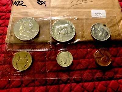 1955, US SILVER Mint Proof Set. 5 Coins 90% Silver. + 1955 Gem Proof Half. - Image 1 of 2