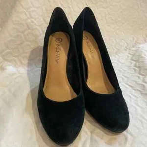 Bella-Vita Black Suede Nara Block Heels Women’s Size 10M Leather Upper - Picture 1 of 9