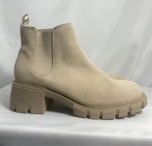 Steve Madden Damen-Chelsea-Boots Howler Plateau sandfarbenes Wildleder US 9 M hellbraunes Leder - Bild 1 von 8