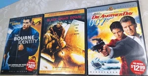 3 DVD Movies Black Hawk Down - 007 Die Another Day and The Bourne Identity VGC - Picture 1 of 5