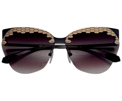 BVLGARI Women’s Gold Patterned Cat Eye Sunglasses Retail $480 Made In Italy EUC - Image 1 of 4