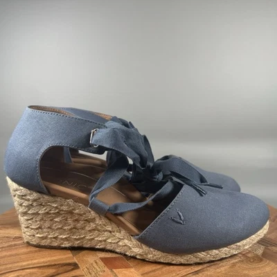 Vionic Kaitlyn Denim Blue Espadrille Wedge Sandals Size 9 Wide - Image 1 of 4