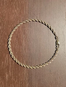 14K Solid Gold Rope Chain Bracelet! 7.6 Grams - Picture 1 of 7