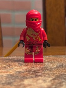 Lego Ninjago Kai Minifigure w/ Sword Weapon Red w/ Gold Dragon (2254, 2518)